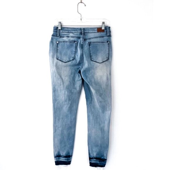 Judy Blue Light Wash Release Raw Hem Skinny Fit Ankle Crop Luna Jeans 7/28 - Picture 6 of 13